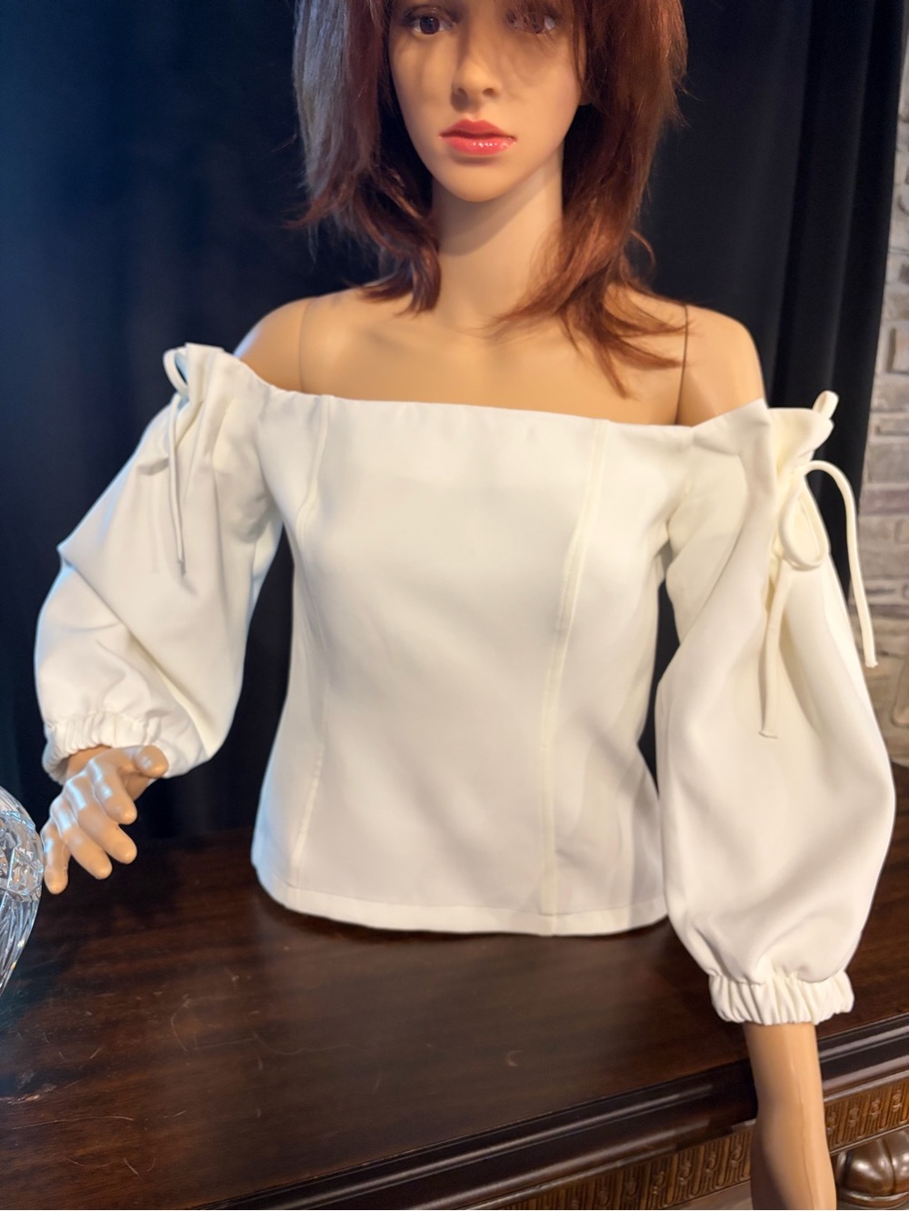 Off-Shoulder NWT Topshop White Puff Sleeve Top